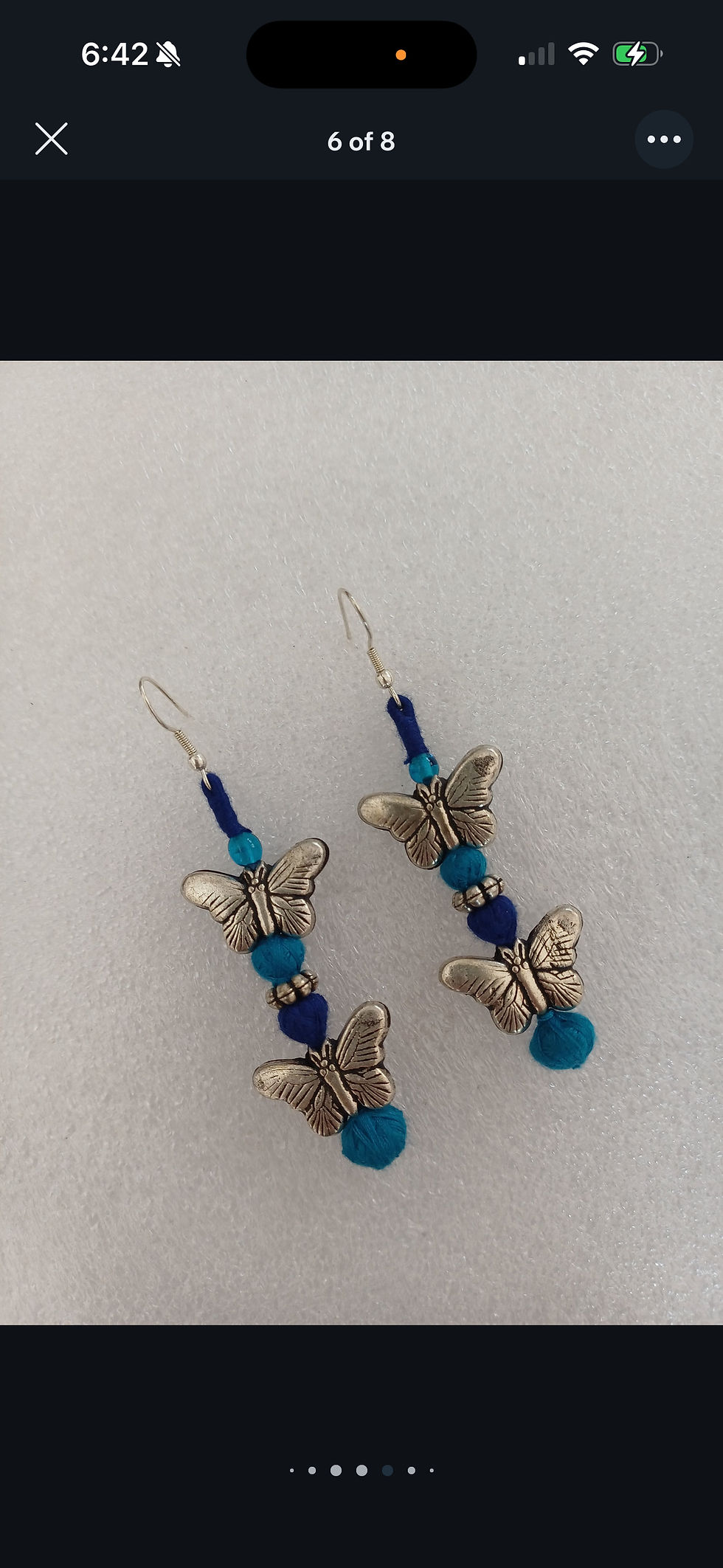 Thumbnail: Azure Drop Butterfly Earrings