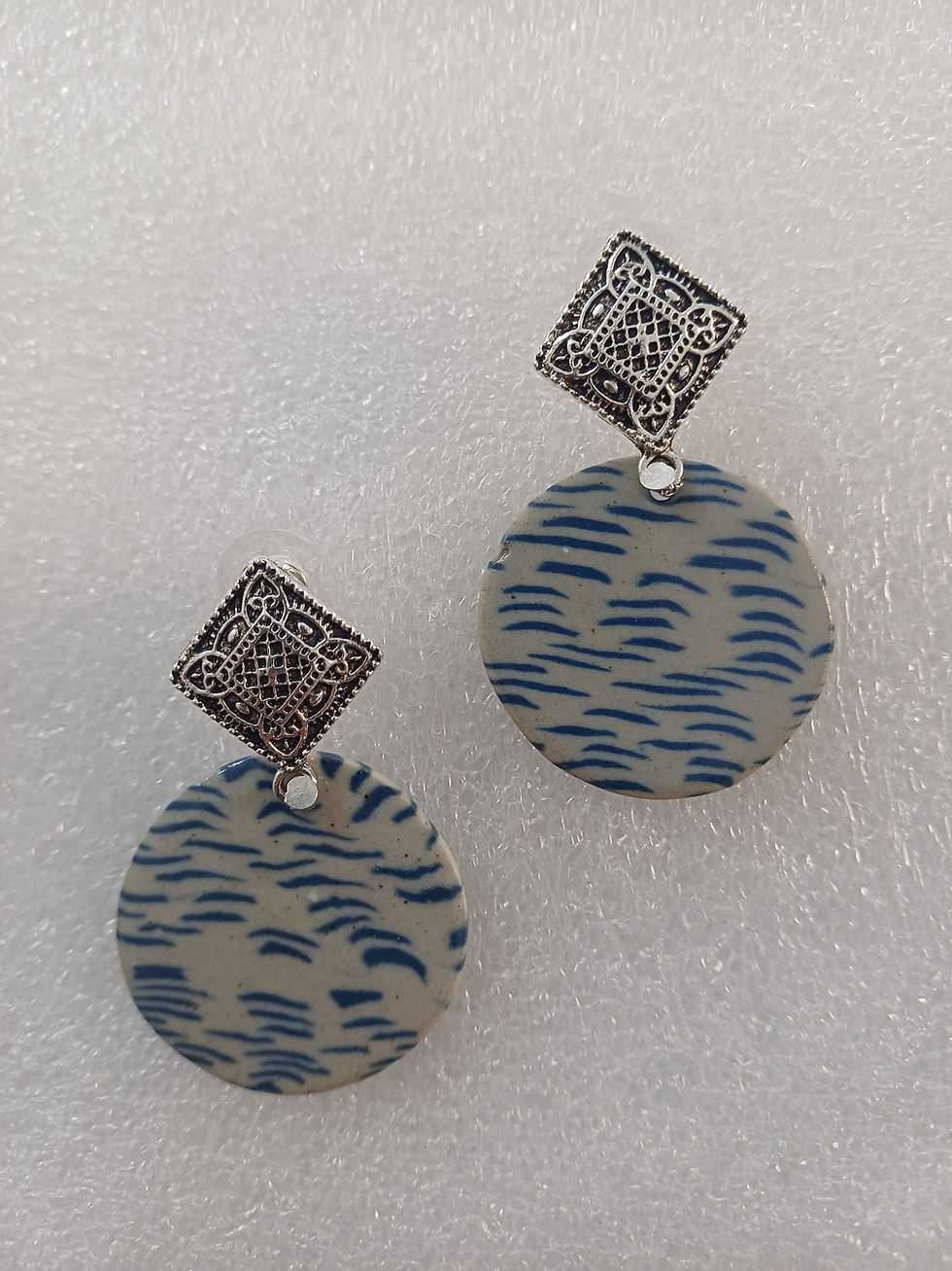 Thumbnail: Nerikomi Ceramic Wave Disc Earrings