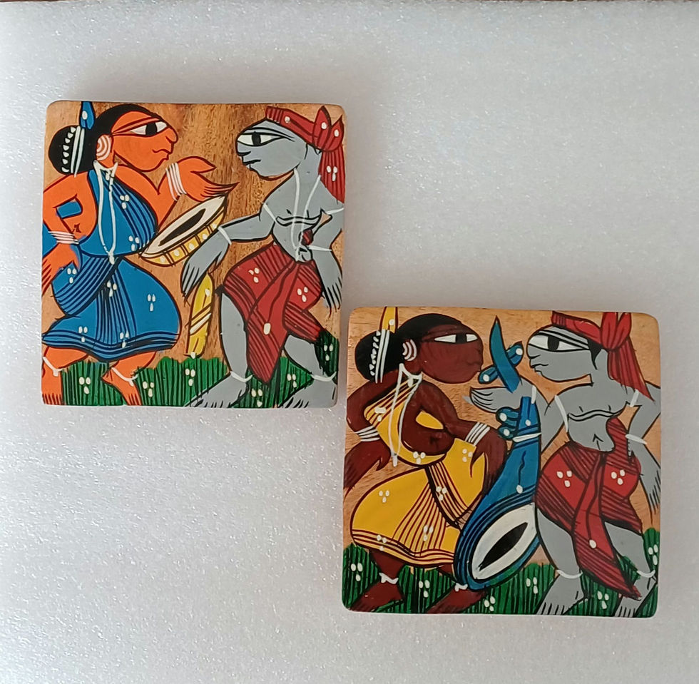 Thumbnail: Hand Made Hand Painted Pattachitra Tribal Dance Coaster Set of 2