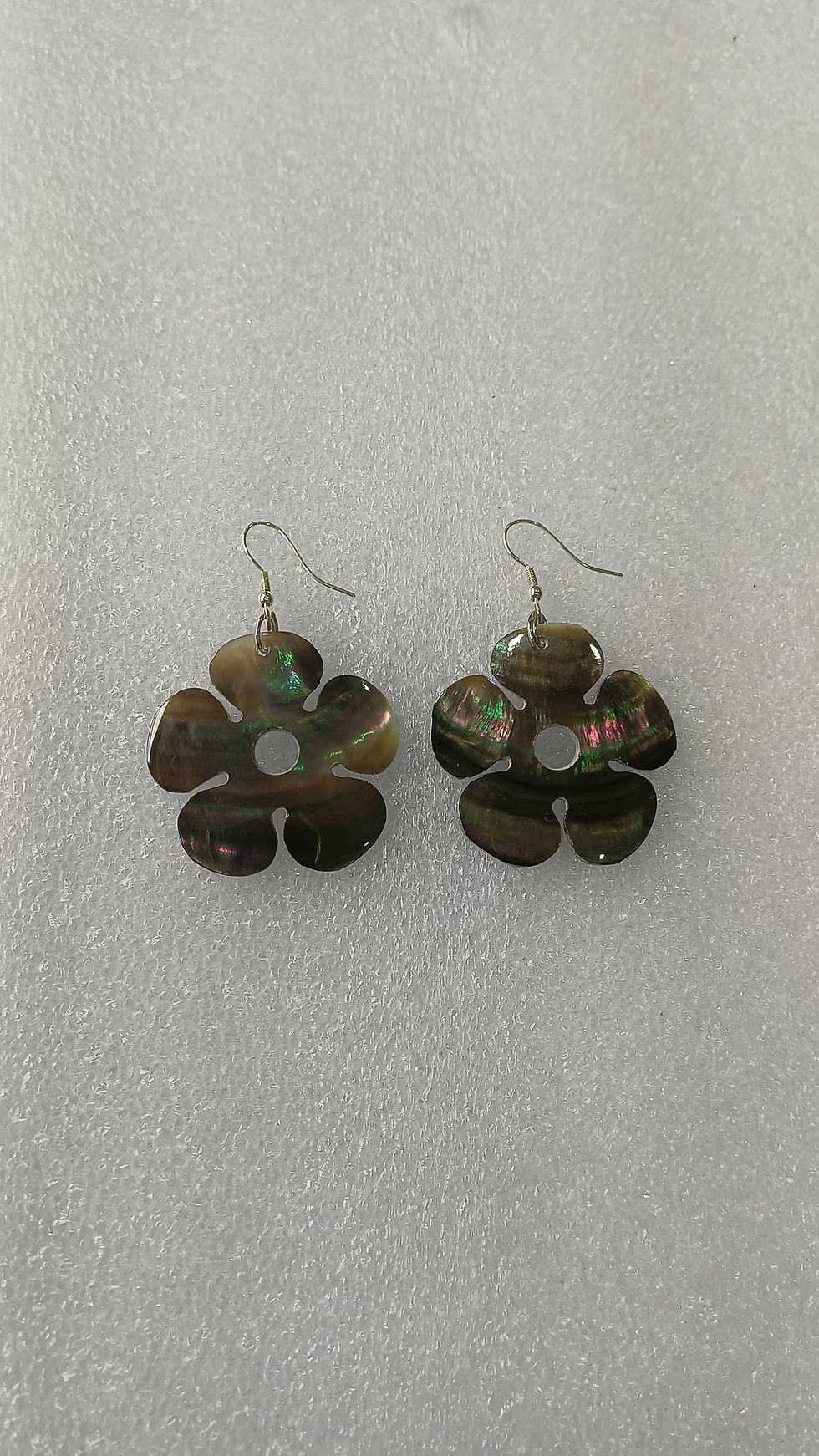 Thumbnail: Handmade Iridescent Shell Flower Earrings