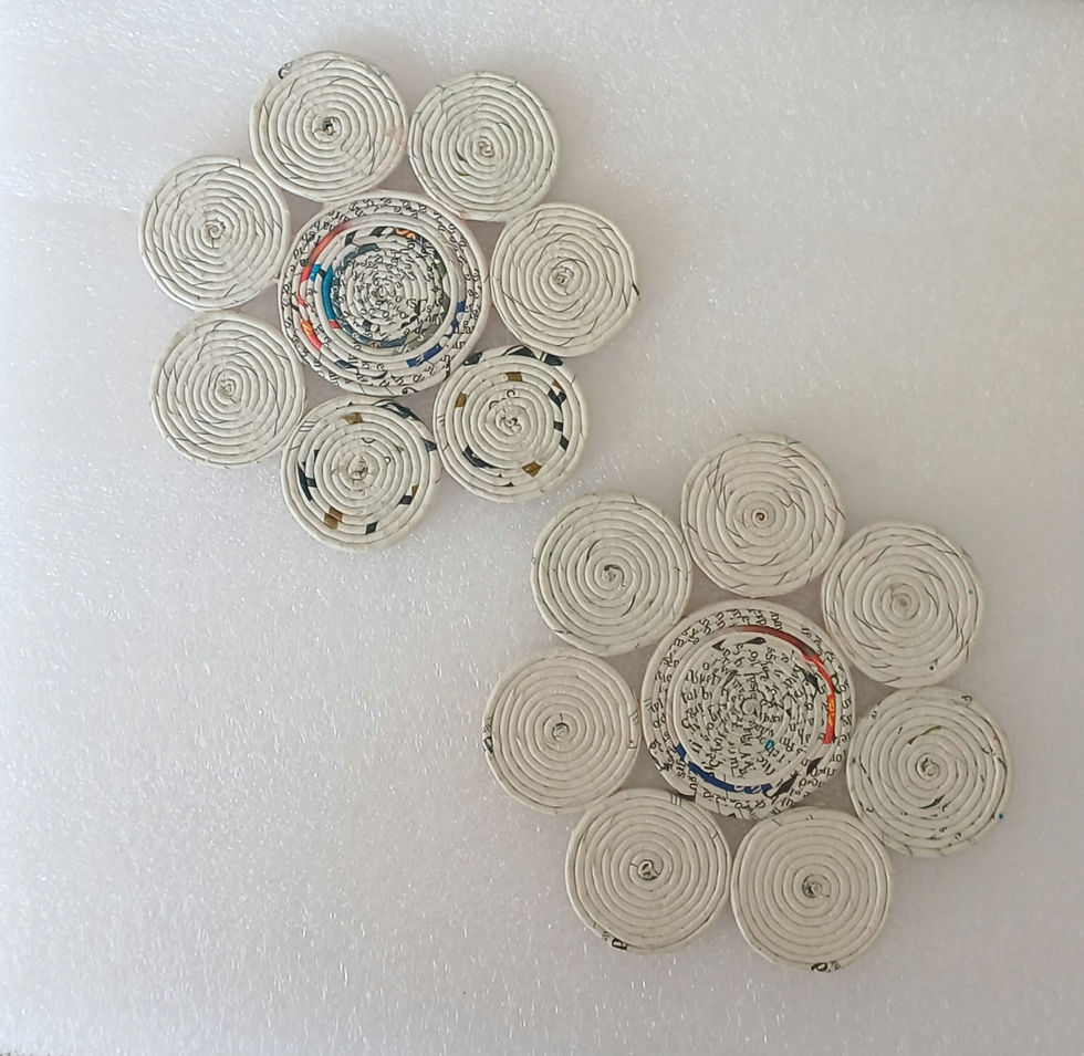 Thumbnail: Handcrafted Eco Friendly News paper Flower Coil Coaster Set of 2