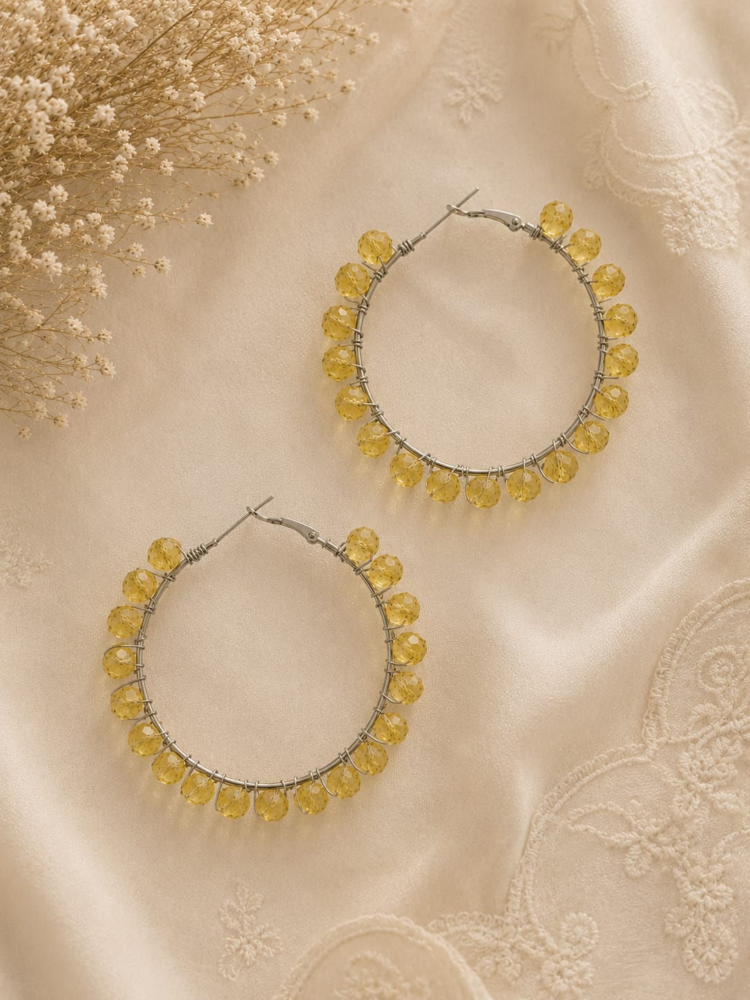 Rainbow Crystal Hoop Earrings
