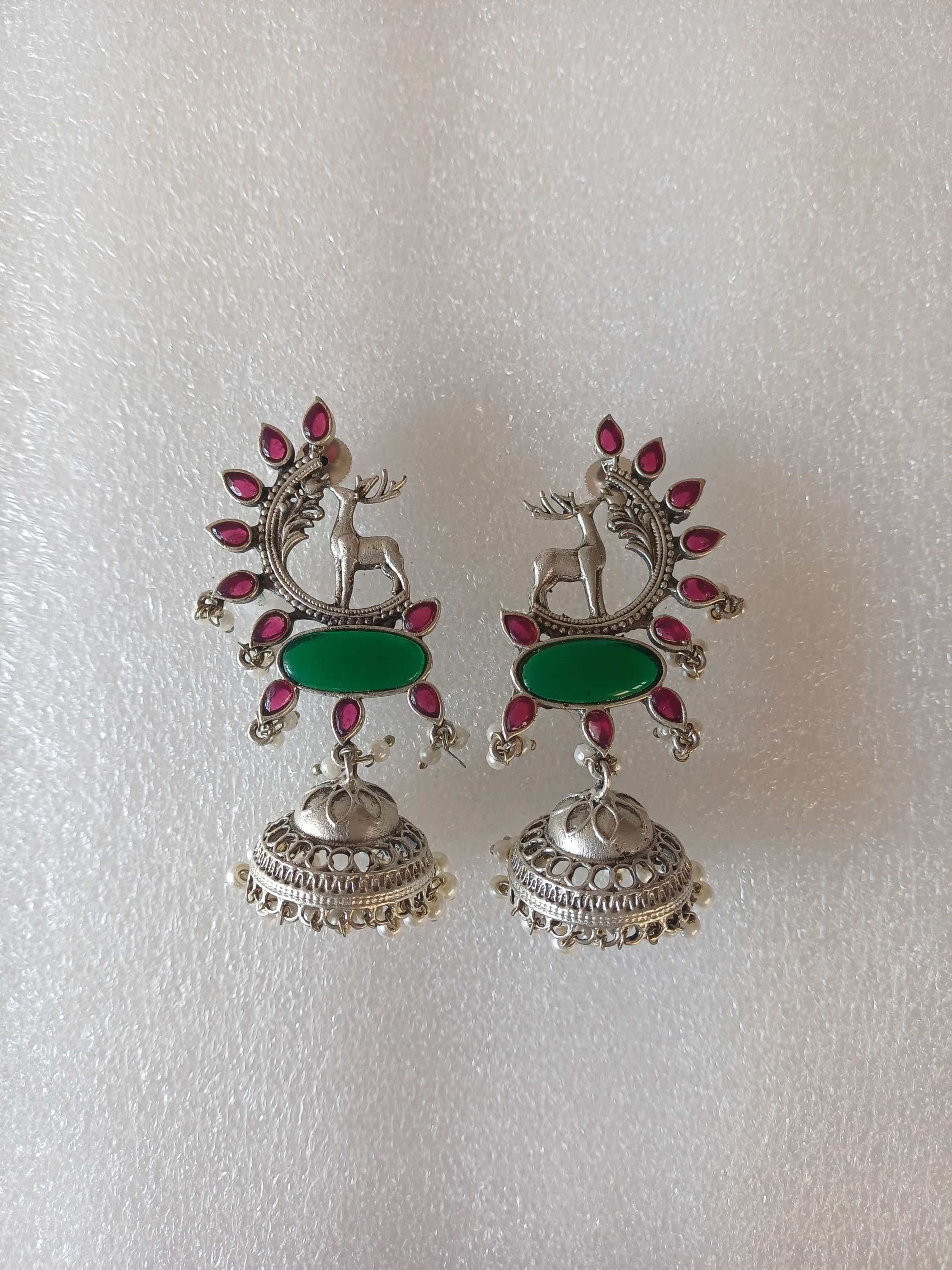 Oxidized Heritage Jhumki Earrings