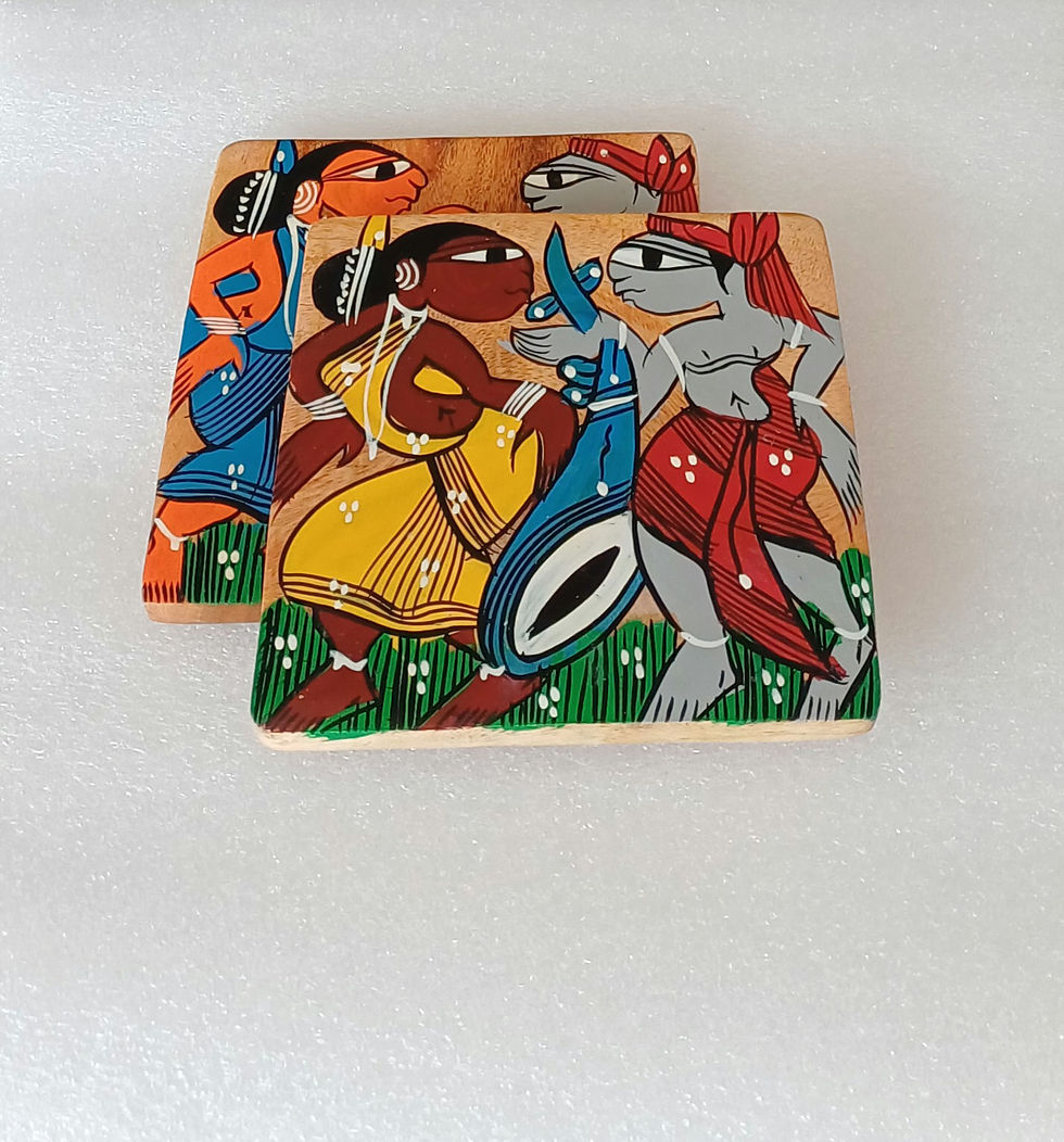 Thumbnail: Hand Made Hand Painted Pattachitra Tribal Dance Coaster Set of 2