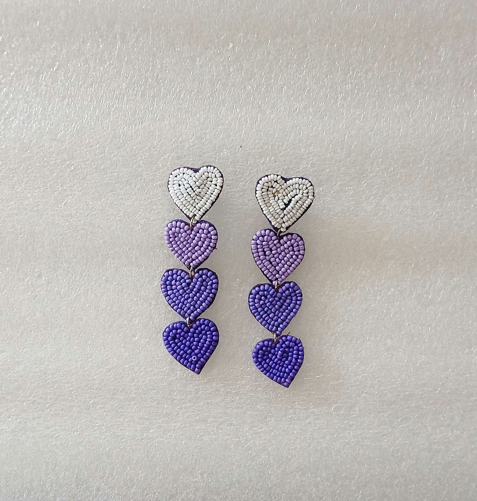Thumbnail: Hand Made Beaded Heart Earrings 