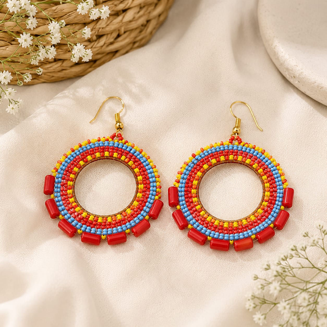 Bloom Beaded Hoop Earrings