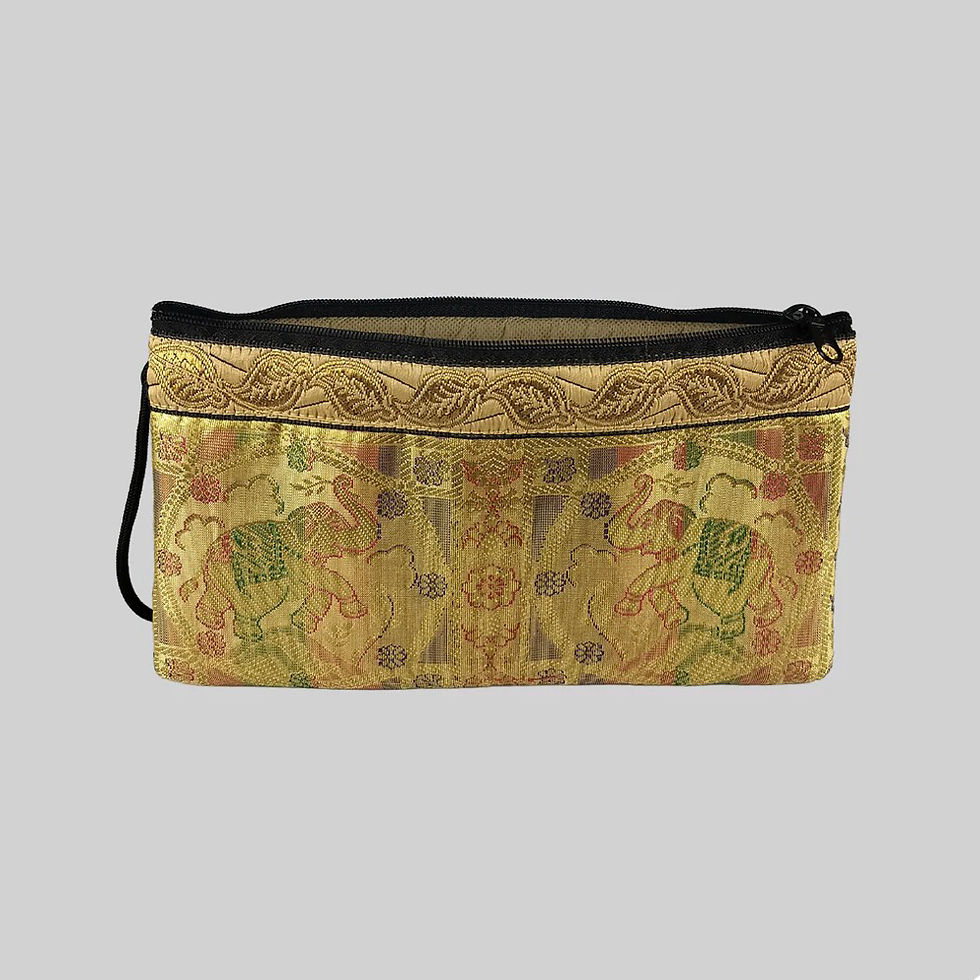 Thumbnail: Art Silk Banarasi Elephant Pouch Bag