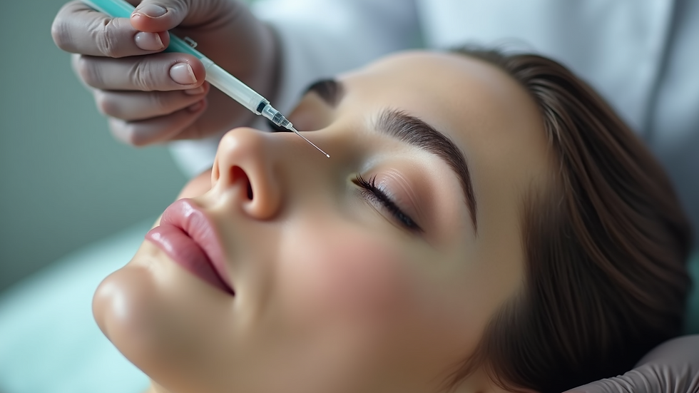 Close-up view of Botox injection being administered to a patient’s forehead