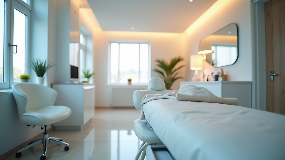 Eye-level view of a modern cosmetic clinic treatment room