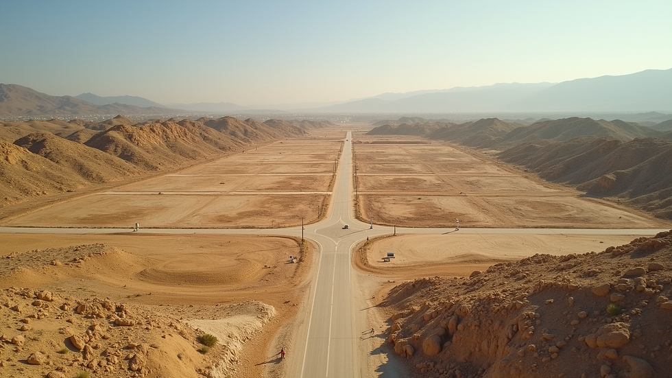 High angle view of vacant land plots in California City ready for development