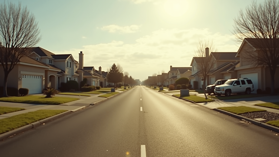 Eye-level view of a suburban neighborhood with single-family homes in California City