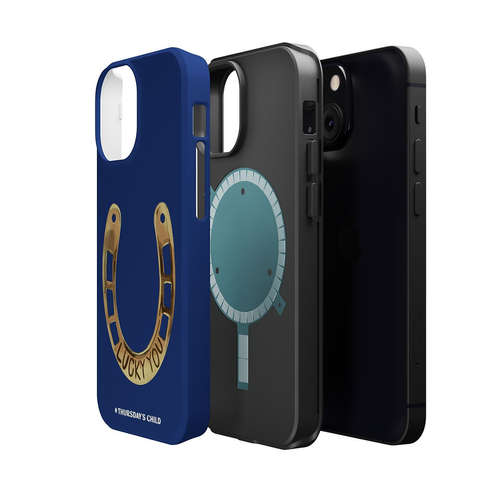 Thumbnail: Dark Blue Lucky You Horseshoe Painting Case - Matte, MagSafe