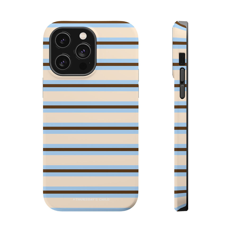 Thumbnail: Small Blue, Brown, and Oat Stripes MagSafe Case