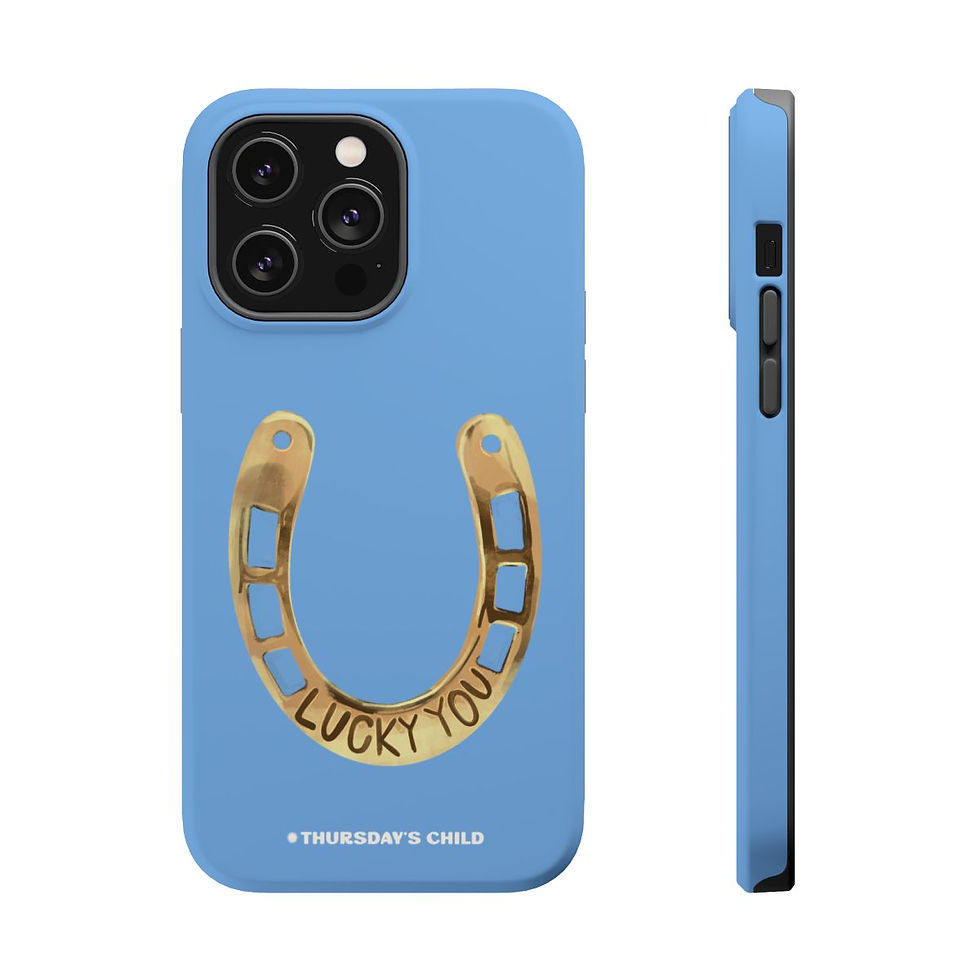 Thumbnail: Light Blue Lucky You Horseshoe Painting Case - Matte, MagSafe