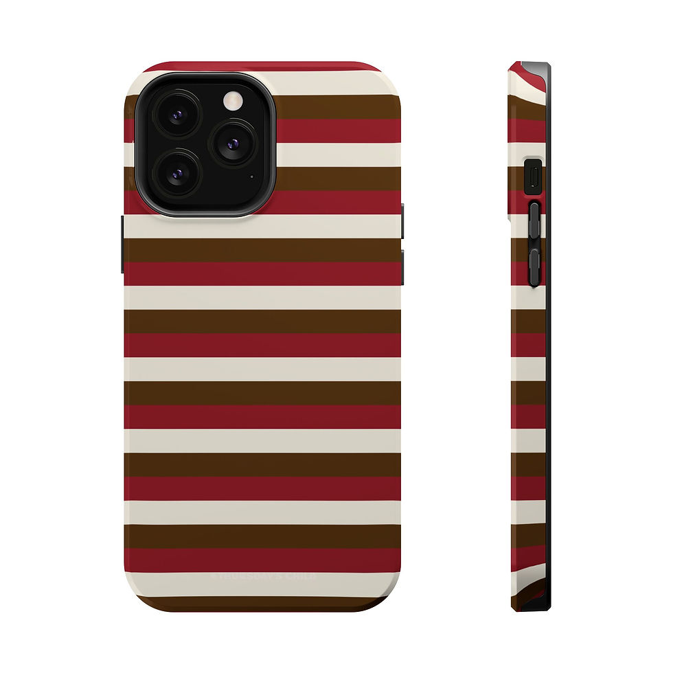 Thumbnail: Maroon, Oat, + Chocolate Stripes Magsafe Case