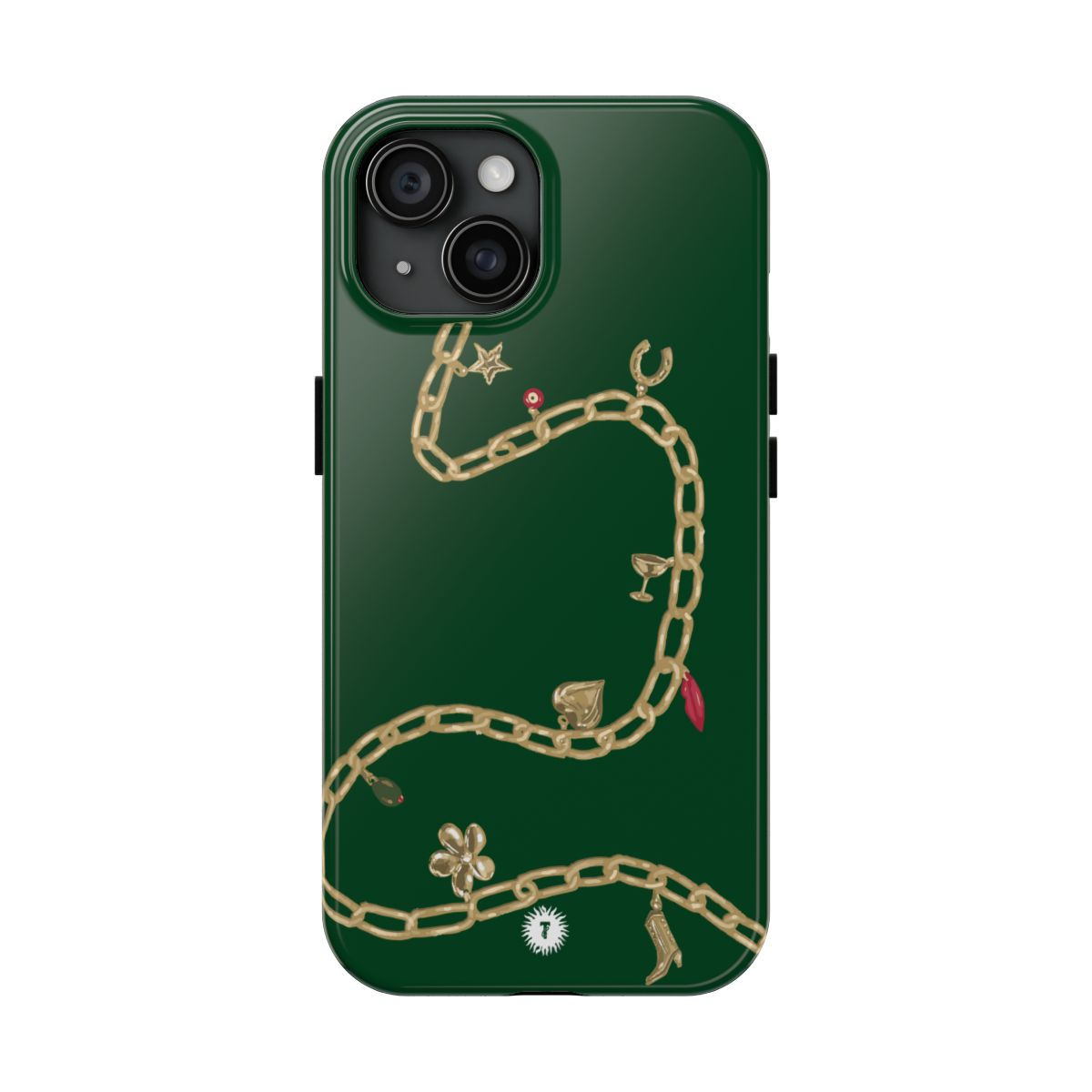 Dark Green Charm Necklace Painting Phone Case