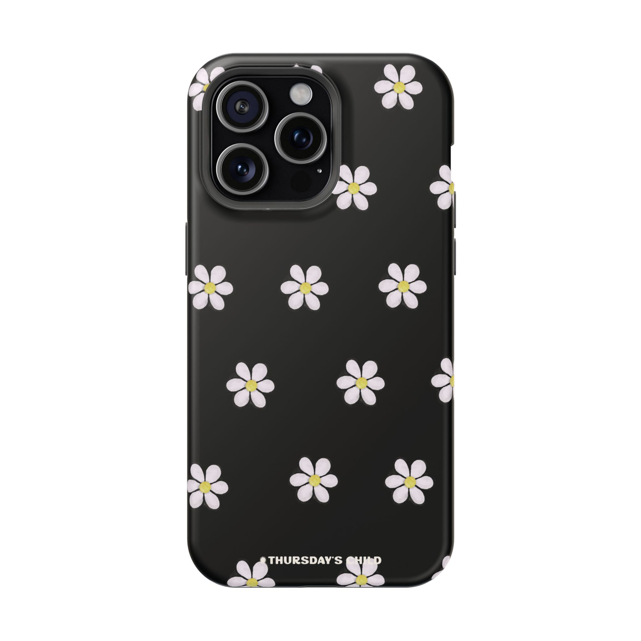 Black Pearly Daisies Pattern MagSafe Case