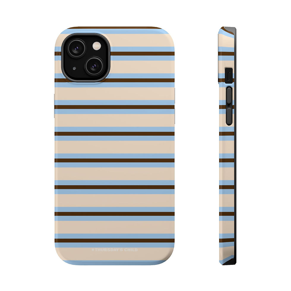 Thumbnail: Small Blue, Brown, and Oat Stripes MagSafe Case