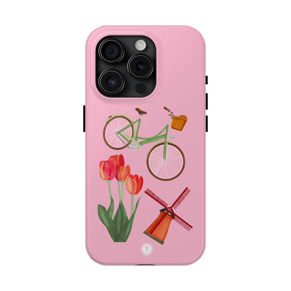 Thumbnail: Light Pink Amsterdam Starter Pack Paintings Phone Case '