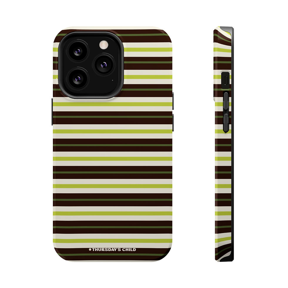 Thumbnail: Oat, Green + Brown Stripes MagSafe Case