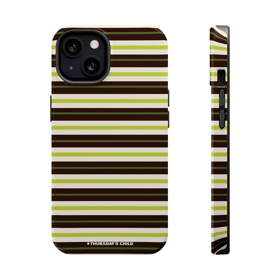 Thumbnail: Oat, Green + Brown Stripes MagSafe Case