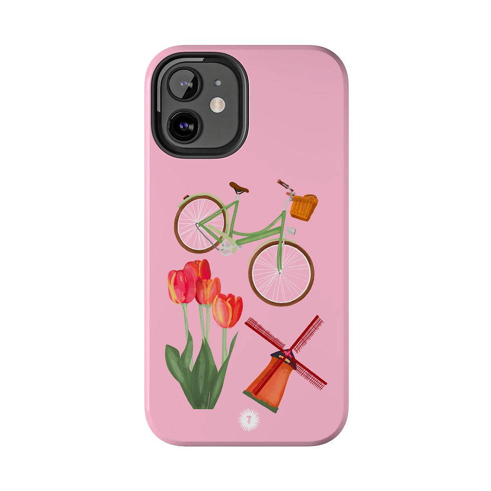 Thumbnail: Light Pink Amsterdam Starter Pack Paintings Phone Case '