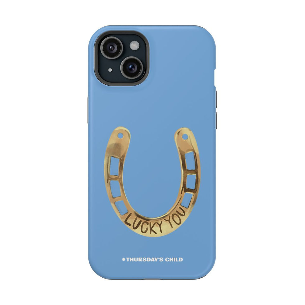 Thumbnail: Light Blue Lucky You Horseshoe Painting Case - Matte, MagSafe