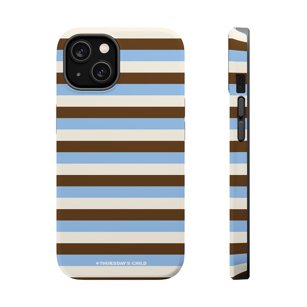 Thumbnail: Light Blue, Oat, + Chocolate Stripes Magsafe Case
