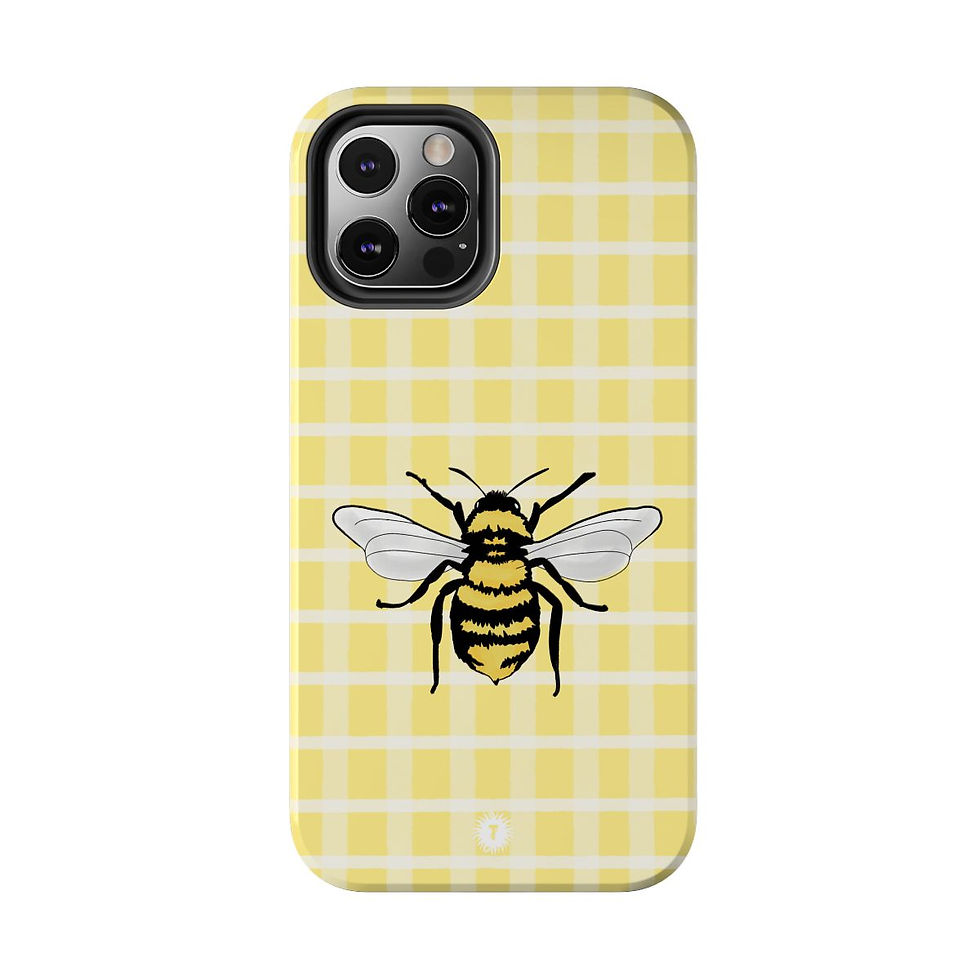 Butter Yellow Plaid Bumble Bee Phone Case | Thursday's Child