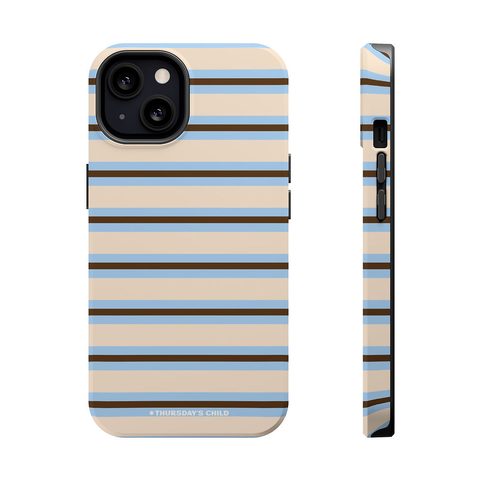 Thumbnail: Small Blue, Brown, and Oat Stripes MagSafe Case