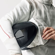 Fencer with protective mask