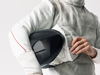 Fencer with protective mask