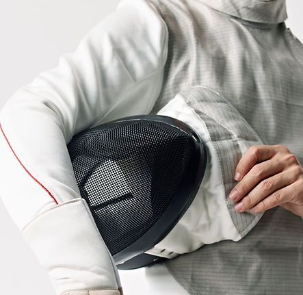 Fencer with Protective Mask