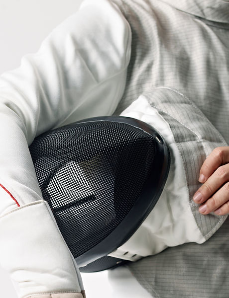 Fencer with protective mask