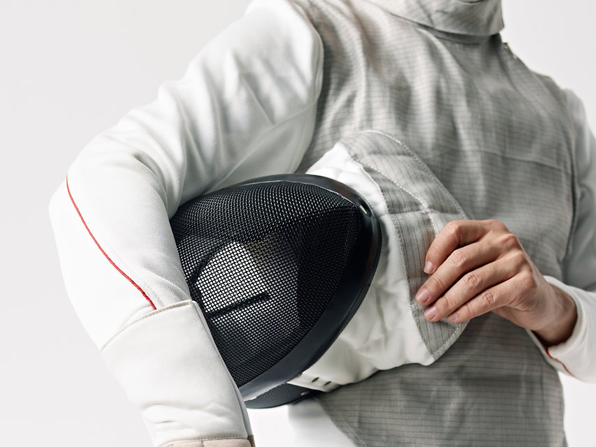 Fencer with protective mask