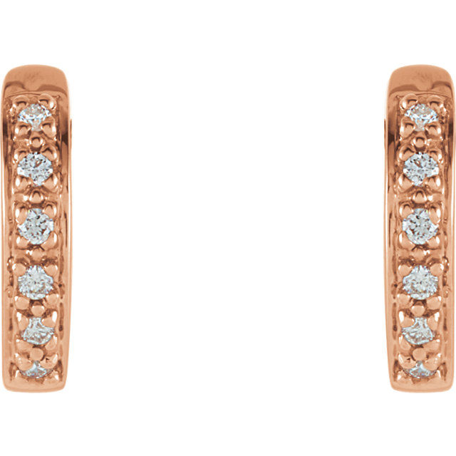 Thumbnail: 14kt Gold Diamond Hoop Earrings