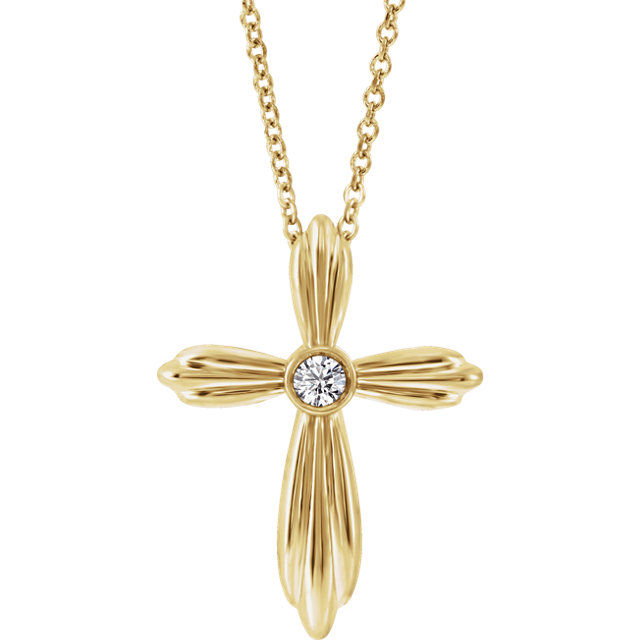 Thumbnail: 14kt Yellow Gold Genuine Birthstone Cross Necklace