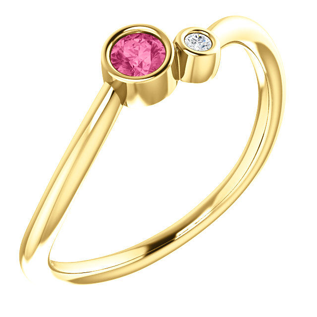 Thumbnail: 14kt Yellow Gold Genuine Birthstone Gem and Diamond Ring