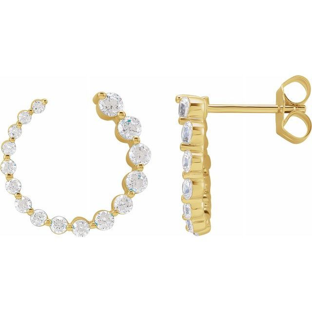 Thumbnail: 14K Gold Lab-Grown Diamond Front-Back Earrings