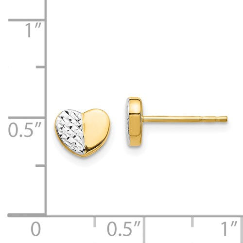 Thumbnail: 14kt Yellow Gold Diamond Cut Heart Earrings