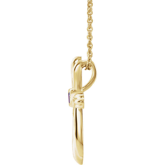 Thumbnail: 14kt Yellow Gold Genuine Birthstone Cross Necklace