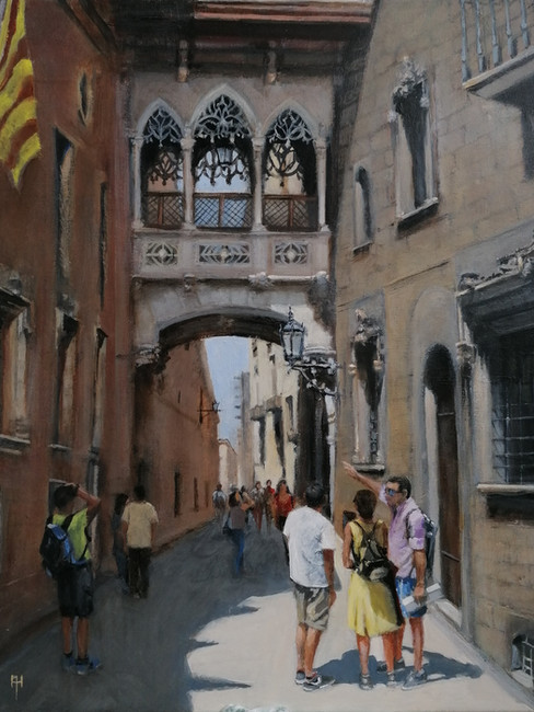Pont del Bisbe, Barcelona art by Alan Harris , artwork available at alansartgallery.co.uk