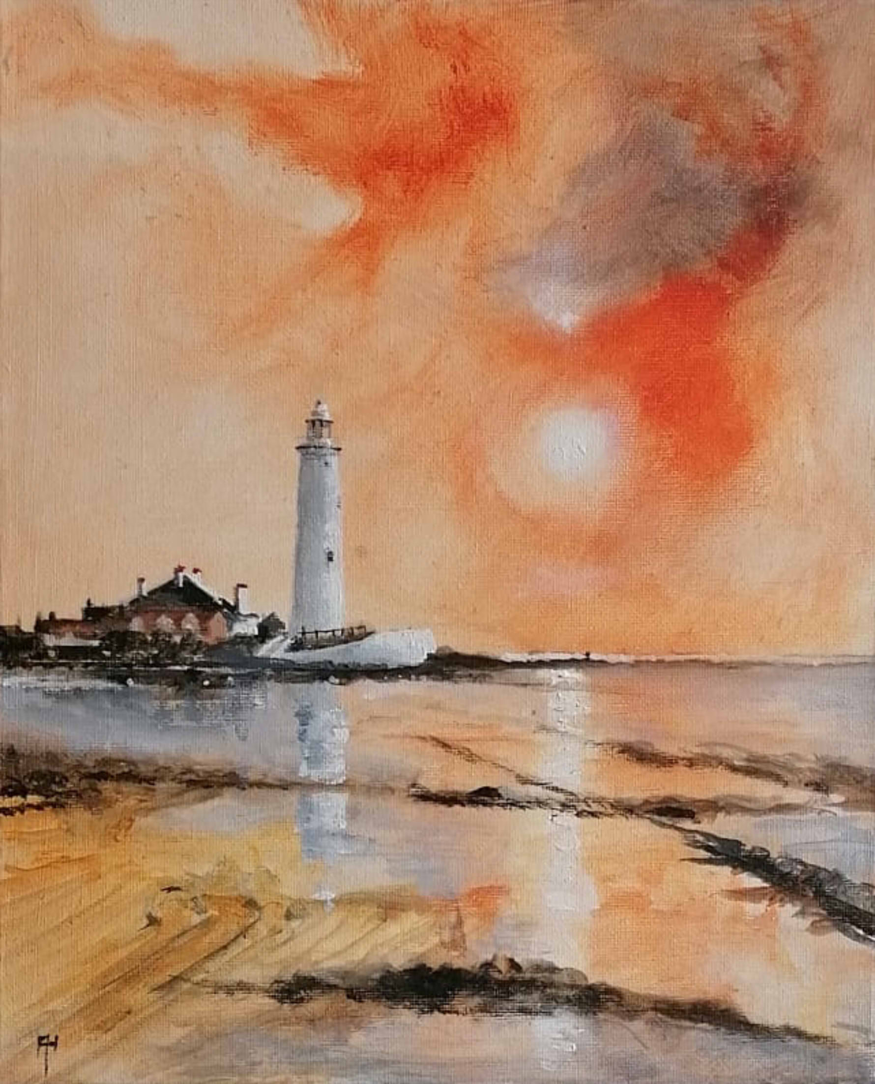 Sunshine over the Lighthouse Whitley Bay