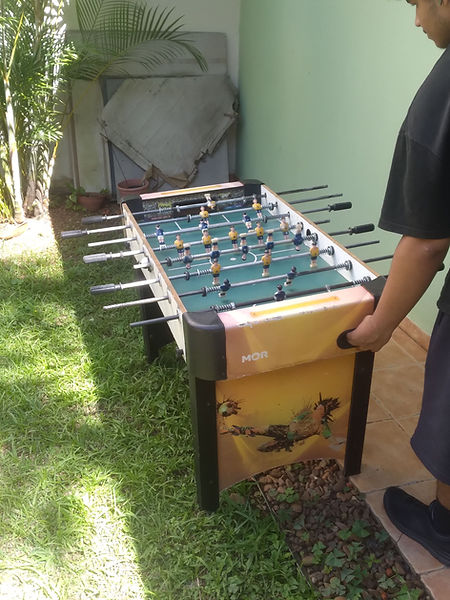 Brinquedos montados em quintal para festa infantil em Santo André