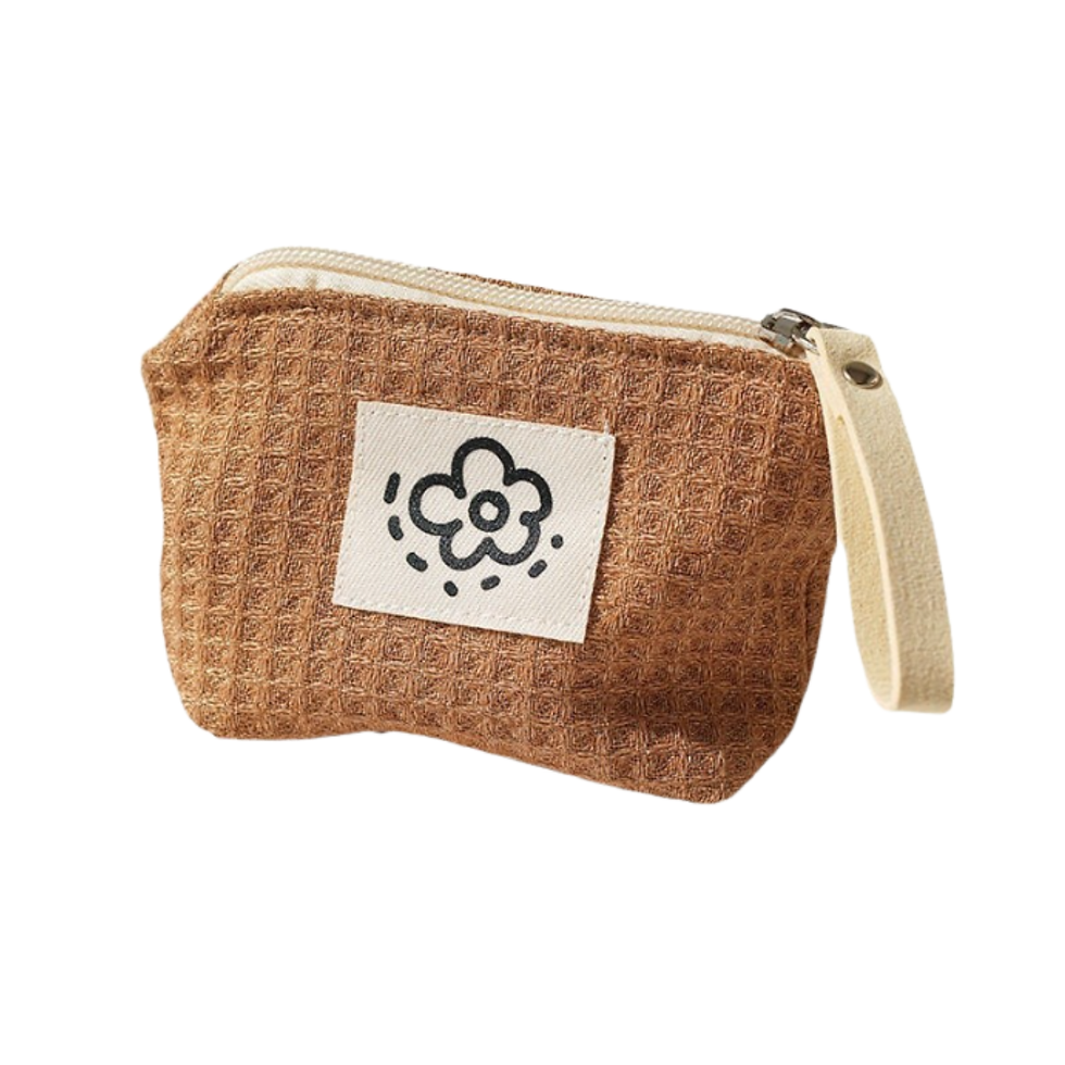 Thumbnail: Waffle Cotton Zipper Purse.