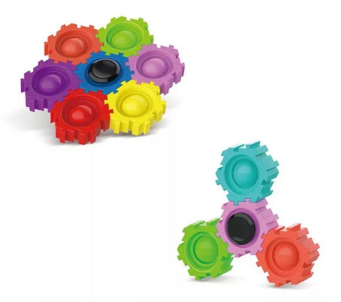 Set of 4 Colourful Fidget Gear Spinner