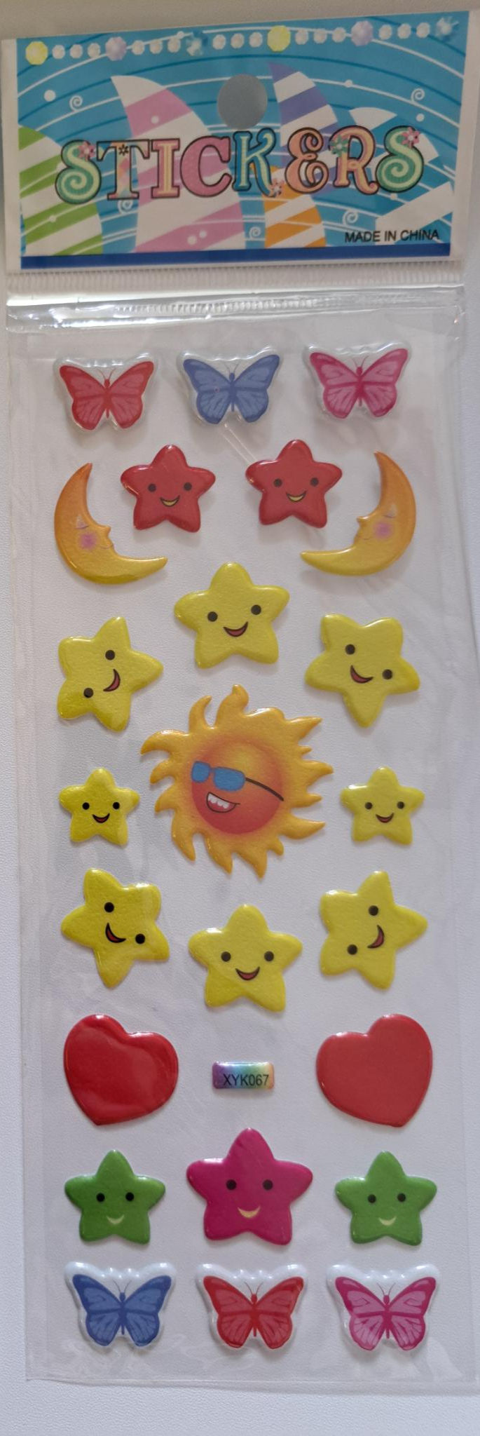 Thumbnail: Puffy Butterfly, Star, Or Heart Sticker Sheet. 153 - 160.