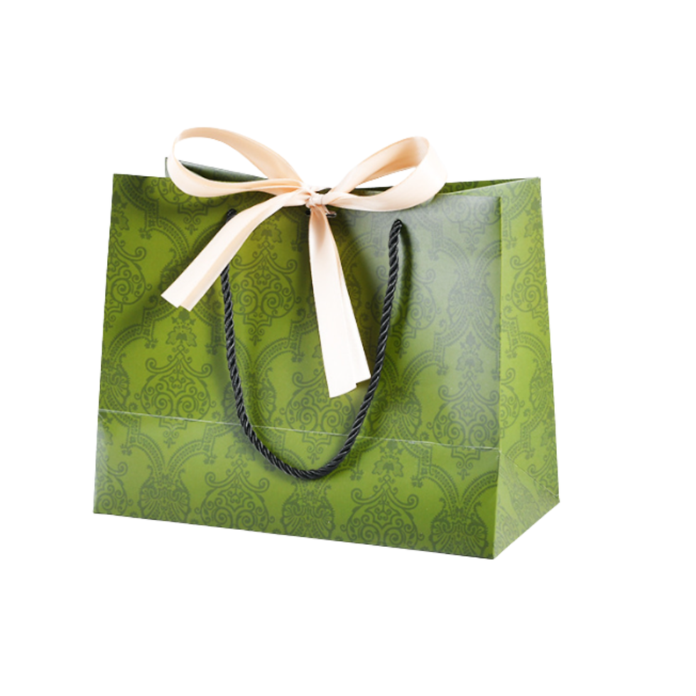 Thumbnail: Elegant Gift Paper Bags With Ribbon Bow & Vintage Damask Pattern