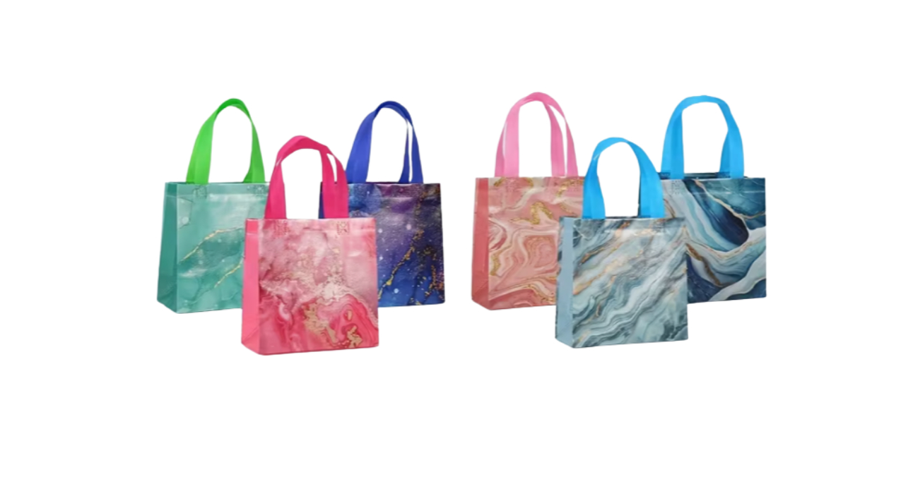 Pack of 3  Durable Polypropylene Fabric Gift Bags.  Can Be Reused Many Times