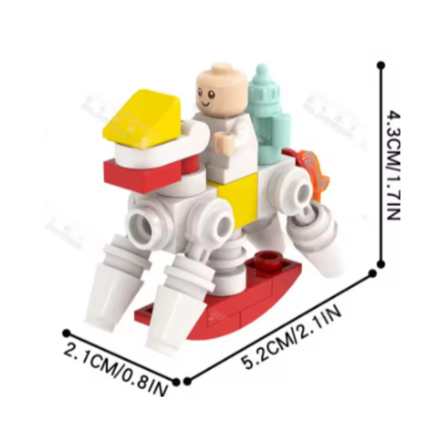 Baby Rocking Horse With Baby & Bottle.  Lego Style Blocks.